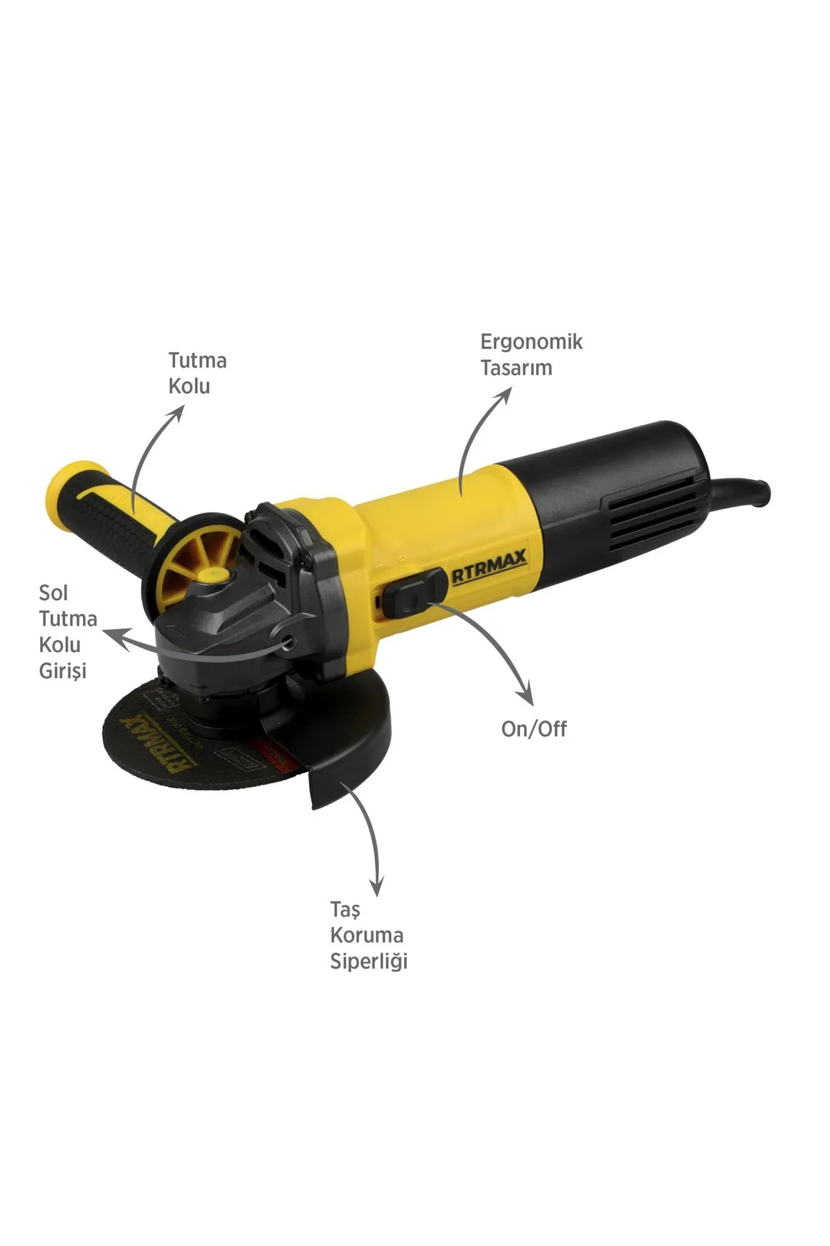Rtrmax RTM1095 Avuç Taşlama Makinesi 125 mm 950 W Devir Ayarlı - Görsel 3