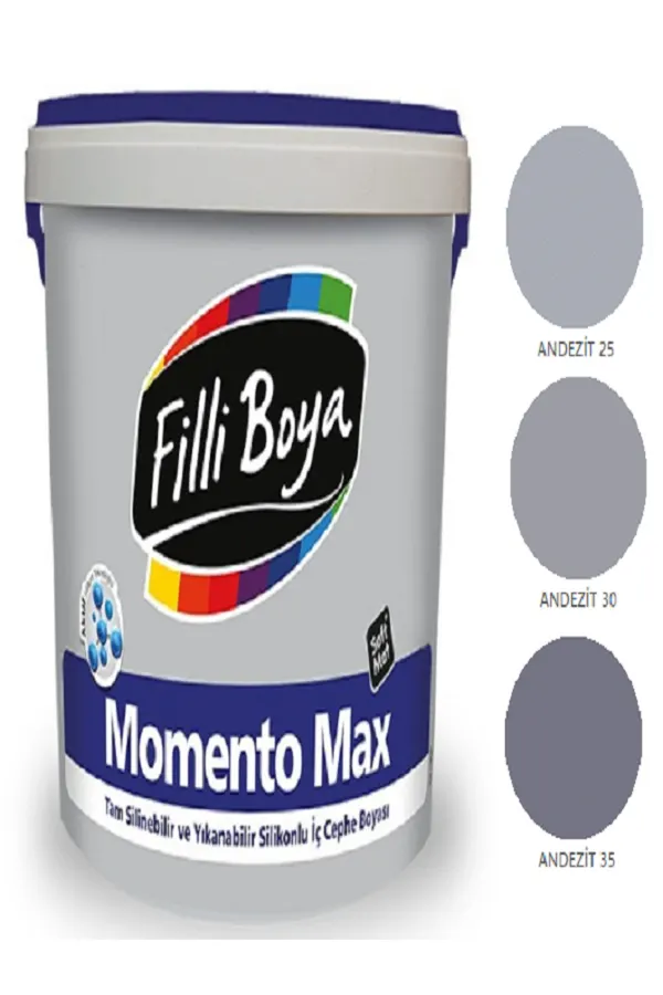 Filli Boya Momento Max Tam Silinebilir Yıkanabilir Silikonlu Mat Boya 2,5 lt (andezit 30) - Görsel 1